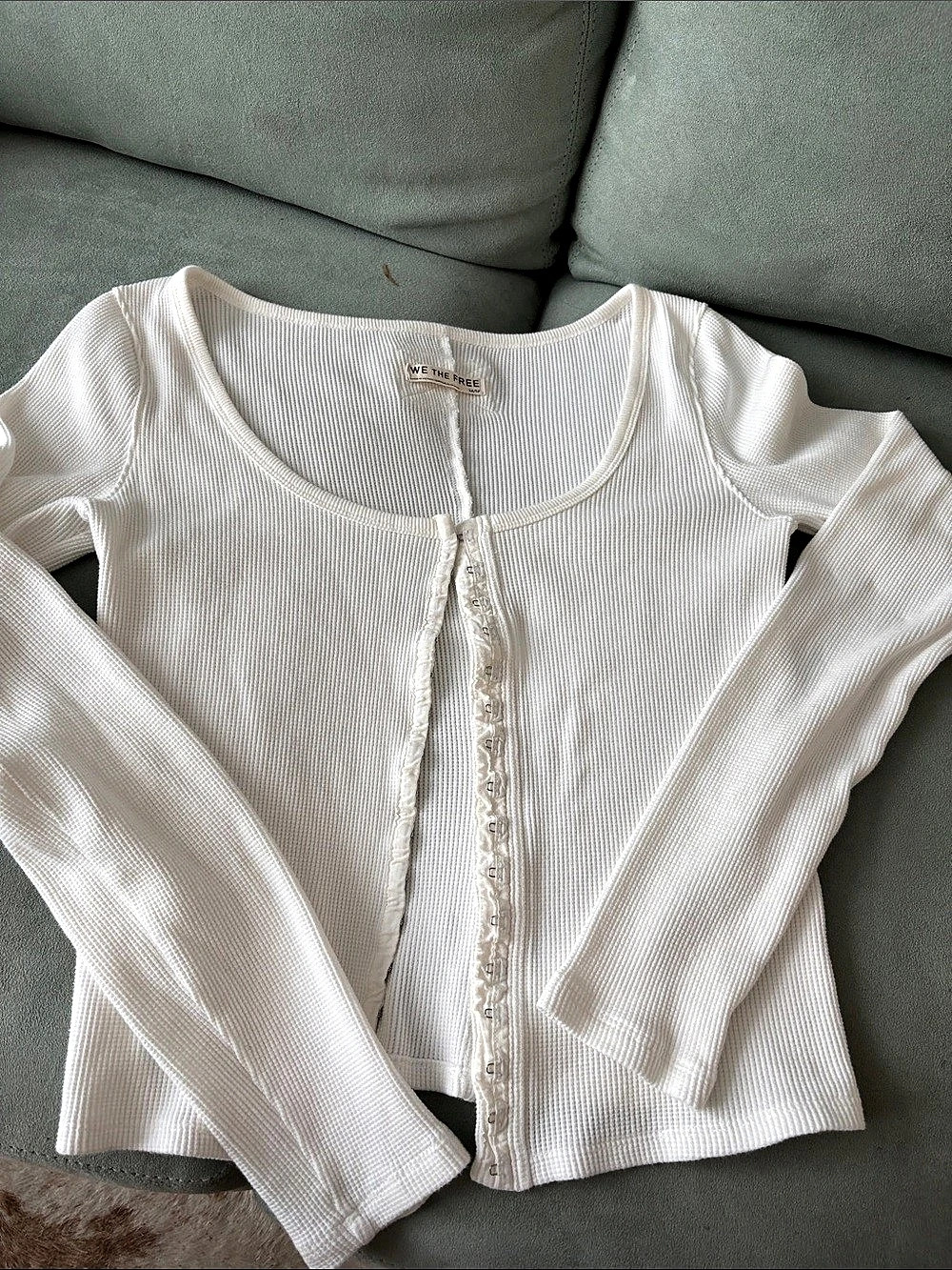 We The Free Ribbed Long Sleeve Top in White Size Medium Like New